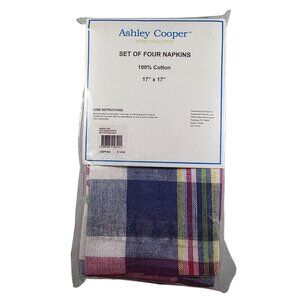 Ashley Cooper Ardsley Plaid Cotton Napkins Set Of 4 17" X 17" Multicolor